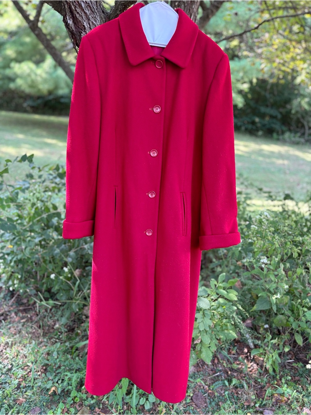 Talbots Classic vintage Cranberry Red Long Wool Coat Dress